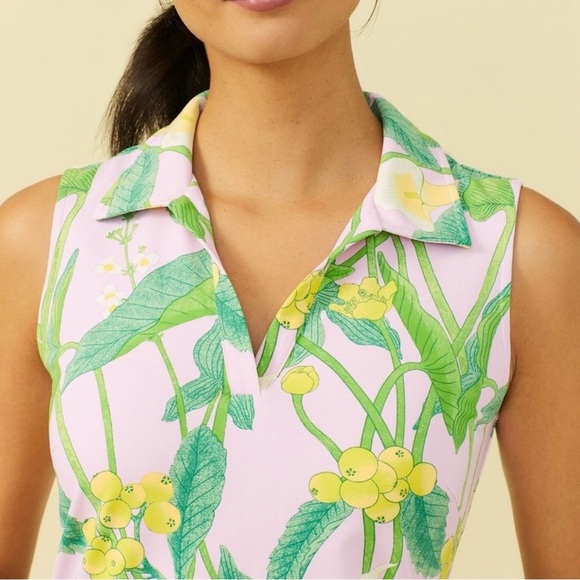 J. Mclaughlin • NWT Ayla Dress Catalina Cloth Lily Frond Pink Green XS Preppy - Picture 3 of 12